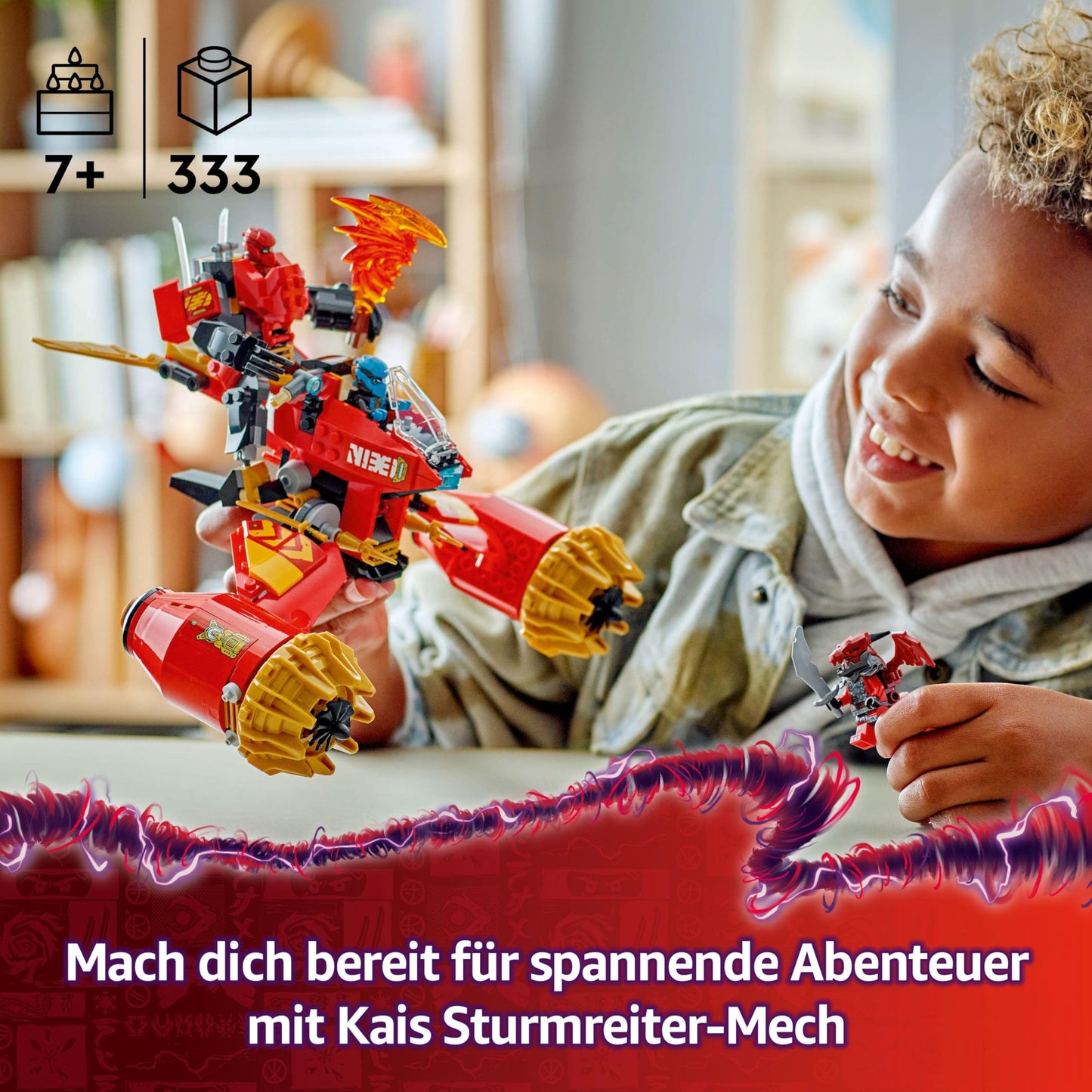 LEGO NINJAGO Kai's Stormbringer Mech - Flying motorcycle toy with 3 minifigures - Mech with posable head, arms, and legs - Building toy - Gift for boys & girls ages 7+ 71830