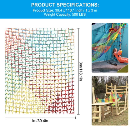 MENAYODA Climbing Net Playground, Heavy Duty Double Layer Safety Net Kids Climbing Frame Swing, Climbing Net Kids Fall Protection Net for Playground Outdoor Indoor Garden