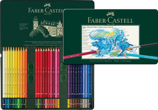Faber-Castell 117560 Albrecht Dürer Watercolor Pencils, set of 60 watercolor pencils with thick 3.8mm leads, wooden pencils with water-soluble pigments.