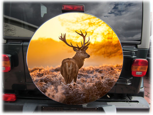 AB3-00179 DEER Spare Tire Cover 68x21 cm Spare Wheel Cover Tire Cover Wheel Bag Cover Protective high-quality tarpaulin material and faux leather Diameter 68cm, Width 21cm