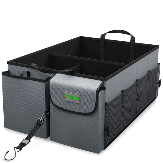 Drive Auto Products, Car Organizer - Trunk Organizer - Trunk Bag with Straps - Handy Car Foldable Box - Sturdy Bag with Multiple Compartments.