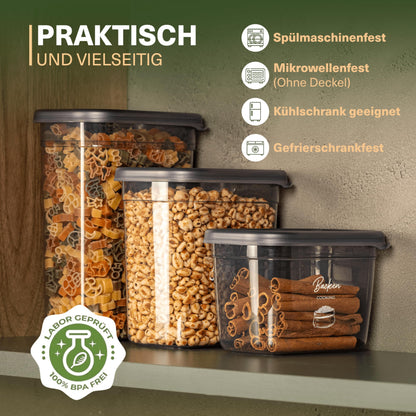 Viwares airtight storage containers with lids | 15-piece storage container set | BPA-FREE | For storing muesli, flour, and sugar | Practical kitchen storage box for all foods