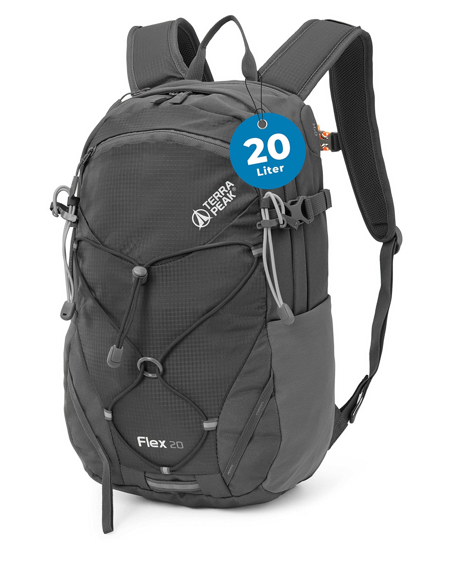 Terra Peak hiking backpack 20L Flex 20 men women gray small - outdoor backpack waterproof - backpack for hiking and camping - with integrated hydration system and laptop compartment - unisex daypack