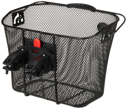 Fischer E-Bike handlebar basket with quick attachment, specifically designed for E-Bikes, carrying capacity of 5kg, suitable for all common displays with a width of 9 cm, including Bosch displays, black.