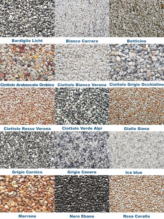 Stone carpet natural stone carpet kit - 55 lbs marble chips & 3.3 lbs 2K epoxy resin binder - for indoor areas on screed, concrete & tiles - Botticino 4-8mm granulation