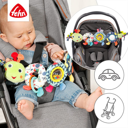 Fehn stroller chain baby mobile caterpillar COLOR Friends - Baby mobile chain with cute caterpillar figure - Baby toy for flexible hanging - stroller toy for babies and toddlers from 0+ months