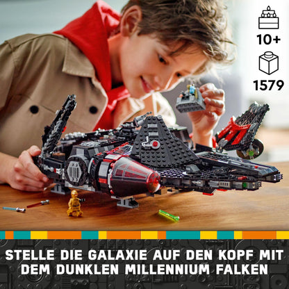 LEGO Star Wars 75389 The Dark Falcon - Display toy with spring-loaded shooters, cannons, and 6 minifigures, including C-3PO - Gift for boys aged 10 and up and adults.