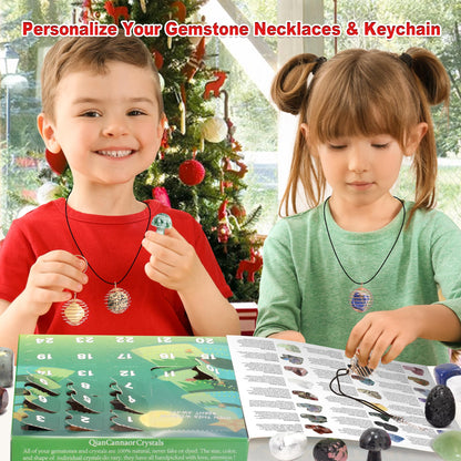 Advent calendar 2024 Children for crystals with 24 day Christmas calendar countdown, Natural minerals and gemstones, Scientific Christmas gifts for boys and girls