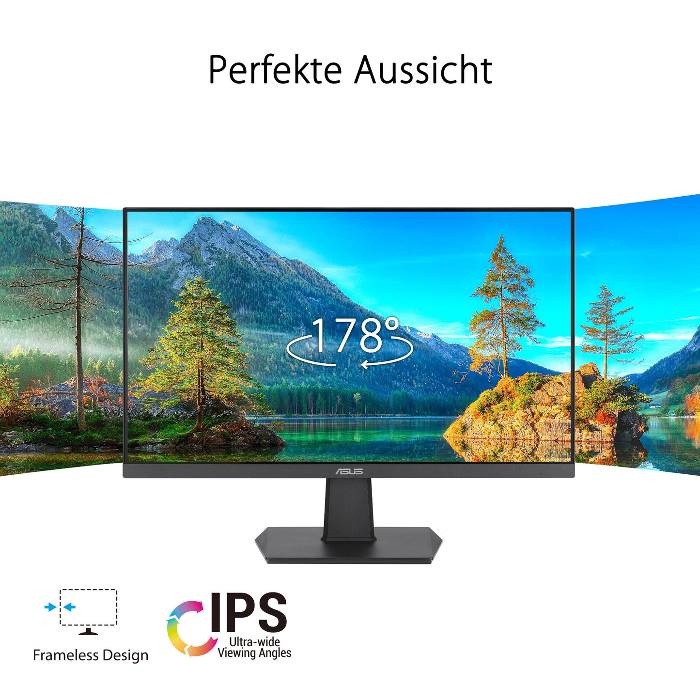ASUS Eye Care VA27EHF - 27 inch Full HD monitor - Frameless, Flicker-Free, Blue Light Filter, Adaptive-Sync - 1ms MPRT, 100 Hz, 16:9 IPS panel, 1920x1080 - HDMI