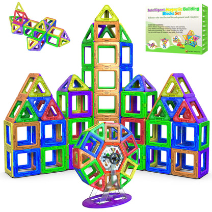 Desire Deluxe Magnetic Building Blocks 94PC Construction Set Montessori Toy for Kids Ages 2-8, Educational Gift for Girls and Boys, Learning Game.