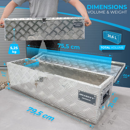 Aluminum transport box 800x220x220 mm truck box drawbar box toolbox aluminum box aluminum case