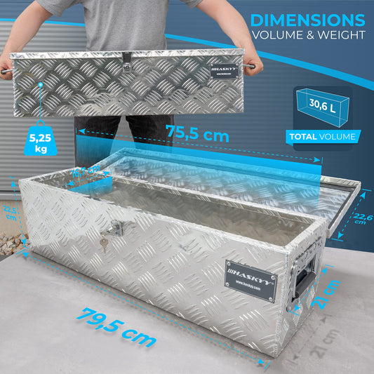 Aluminum transport box 800x220x220 mm truck box drawbar box toolbox aluminum box aluminum case