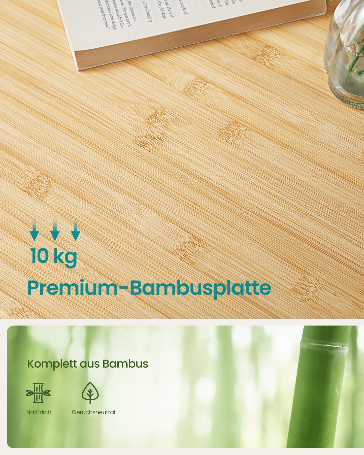 SONGMICS Laptop Desk, Laptop Stand, Breakfast Tray, Foldable Legs, for Bed and Sofa, Adjustable Height, for up to 15.6 inch Laptops, (61-68.3) x 34.9 x (22.5-32) cm, Natural Color LLD01N