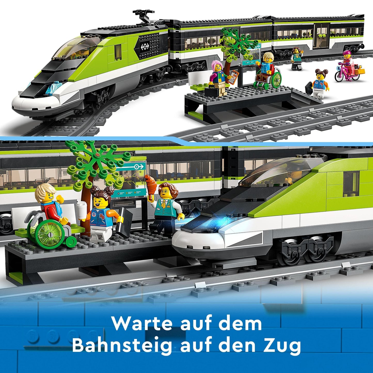 LEGO City Trains - High-speed Passenger Train - Remote-controlled train with working headlights, 2 carriages, 24 track pieces & 6 minifigures - Gift for boys & girls ages 7+ - 60337