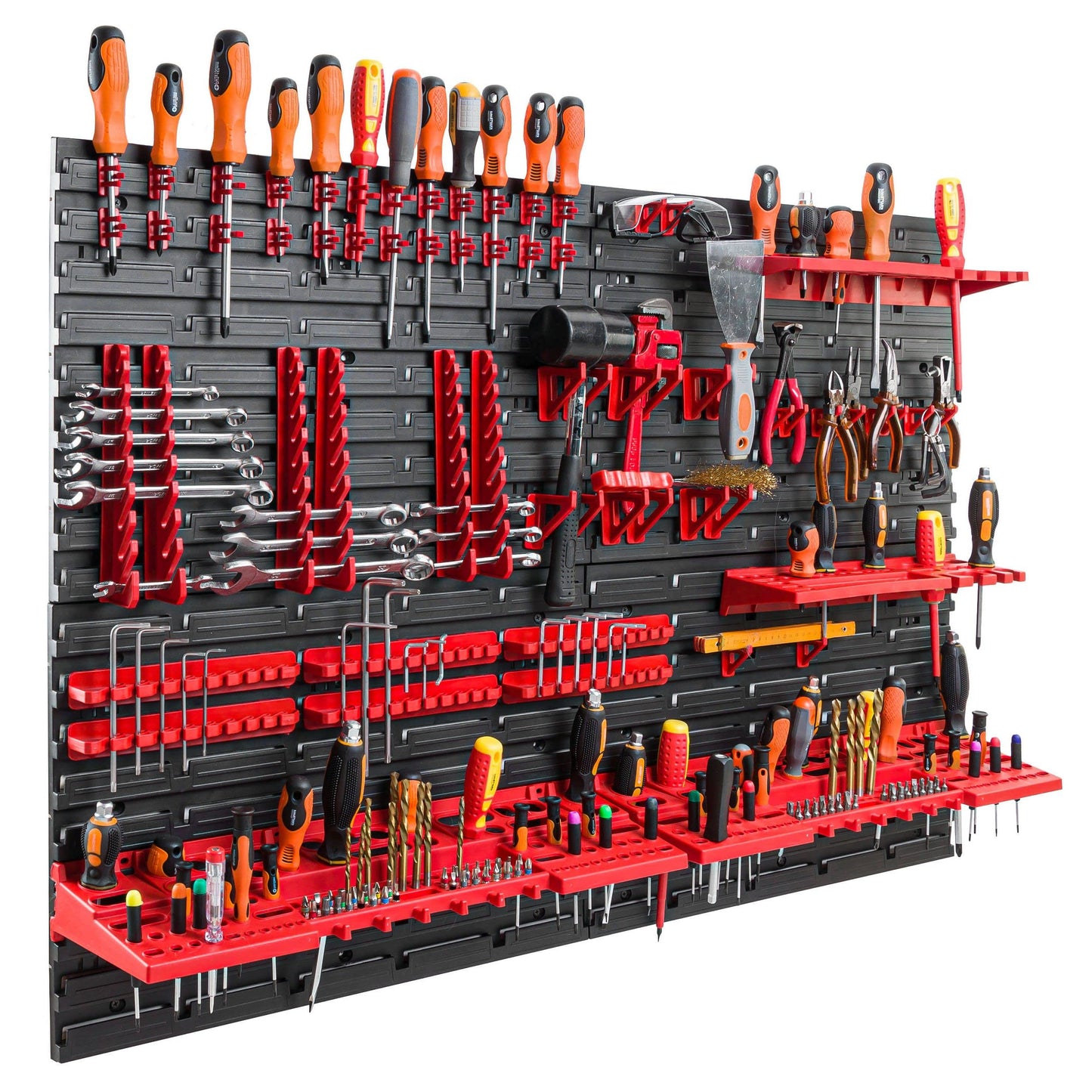 Bottle tool wall 115x78 cm - Set of 58 tool holders with perforated wall workshop shelf plastic garage workshop wall shelf workshop shelf