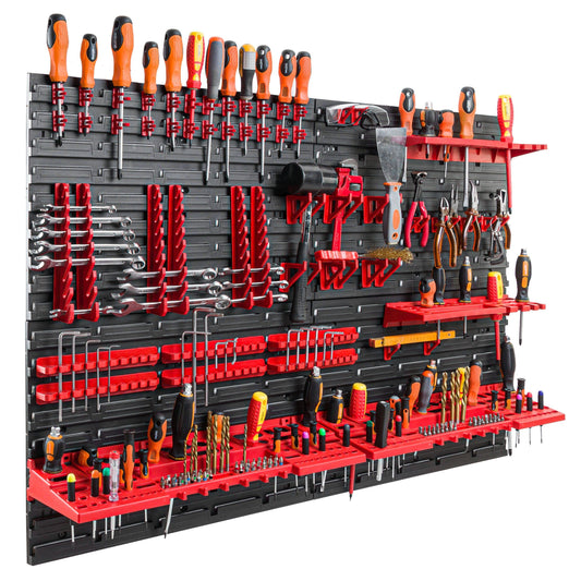 Bottle tool wall 115x78 cm - Set of 58 tool holders with perforated wall workshop shelf plastic garage workshop wall shelf workshop shelf