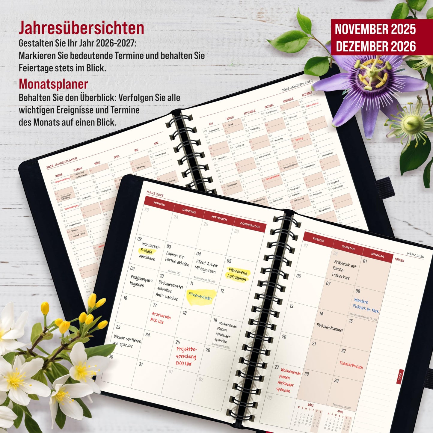 colortouch Appointment Calendar 2026 with 2500+ St Planner Sticker Set, Calendar Stickers Album for Planner, Agenda, Journal, Notebook, A5 Appointment Planner in German, 14 Months Softcover Book Calendar