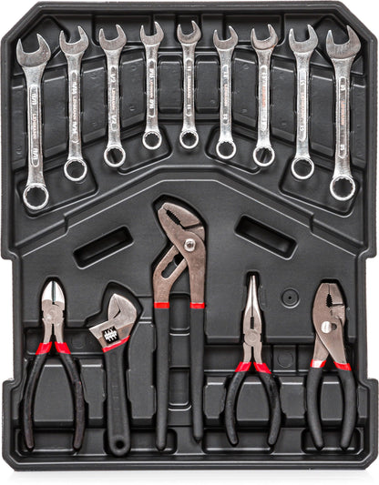 Kanwod KTOTC-1054 tool kit filled with 1000 pieces | Tool trolley set for DIY enthusiasts and master craftsmen | for workshop and household | includes wrenches, hammer, and more.