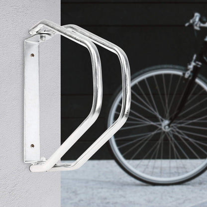 Relaxdays 2 x bike stands in set, wall-mounted as individual stands, adjustable, dimensions (HxWxD): 32.5 x 9 x 28.5 cm, silver.