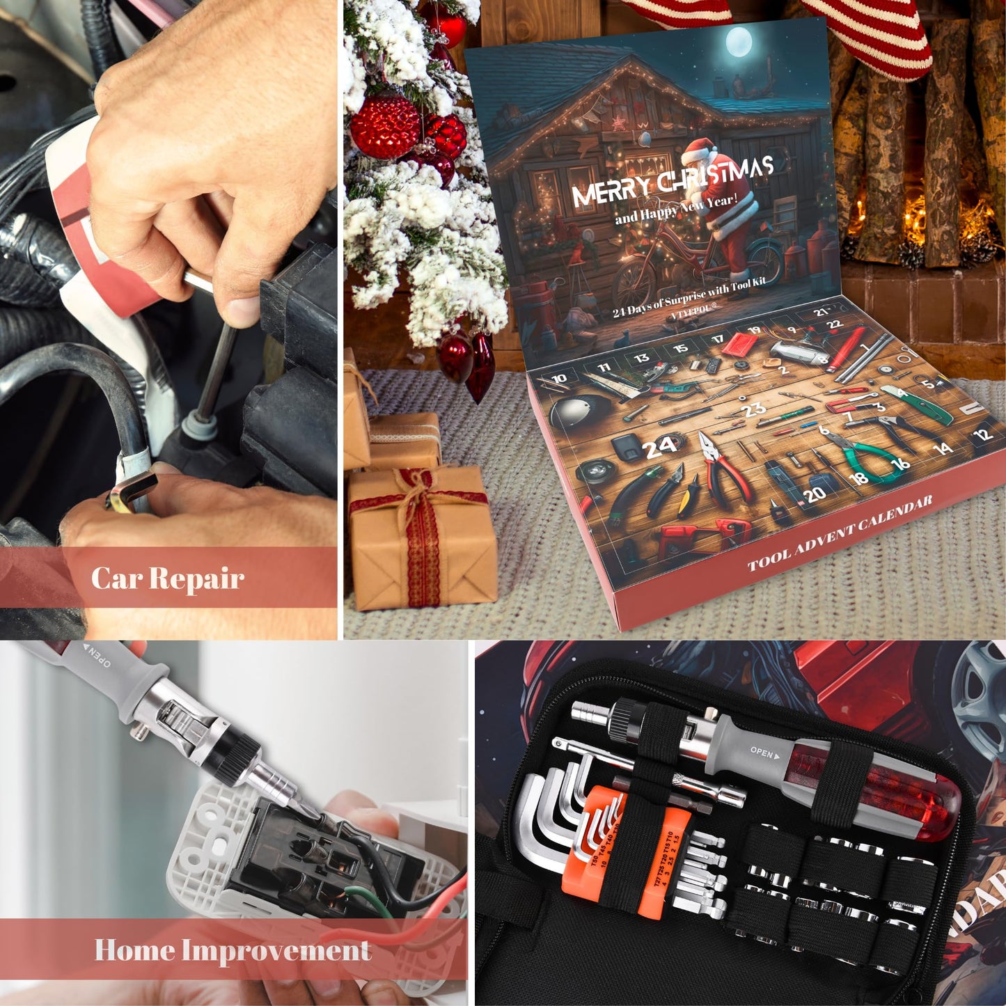 VTYEPOU Advent Calendar Tool Christmas Calendar for Men - Screwdriver Set Advent Calendar for Adults - 2024 Christmas Gifts Surprise