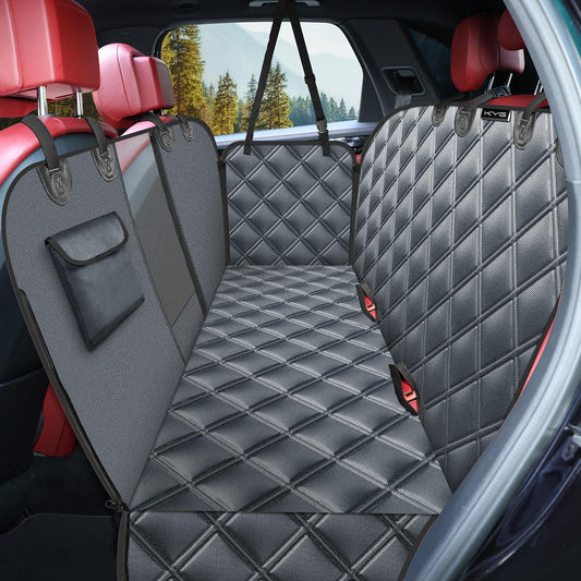 KYG Dog Car Seat Cover, Rear Seat with Side Protection and Window, Scratch-resistant and Waterproof Dog Car Blanket, Dog Mat for Rear Seat, 135 x 148 cm Gray