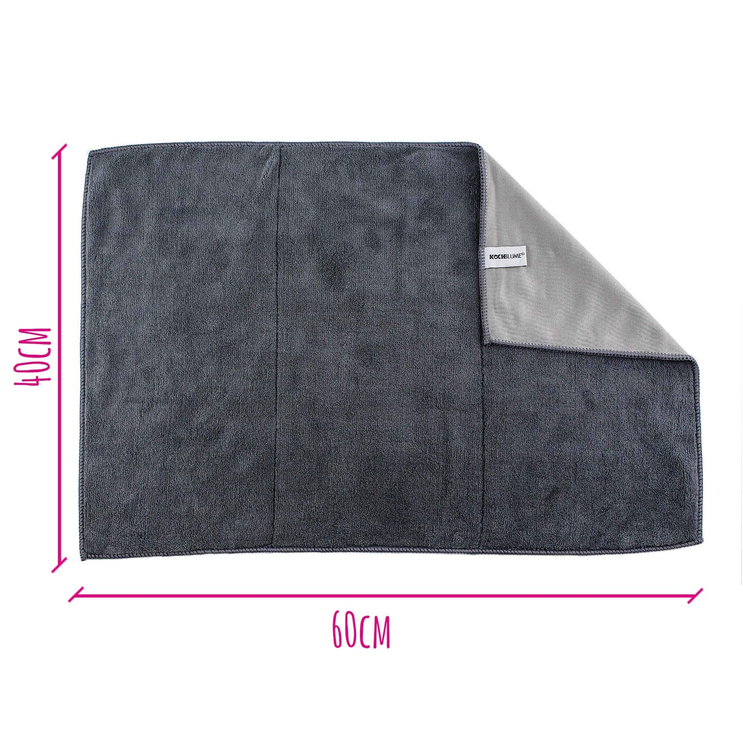 Cooking flower kitchen towel 60x40cm 5-piece set | Microfiber towel | Extra absorbent fibers and polishing side | Washable up to 40°C | Color: anthracite/gray