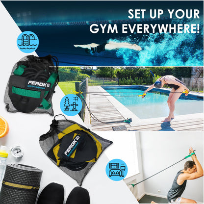 Ferok Pro - Drawstring Swimming Paddles - Fitness Resistance Band with cords and hand paddles - Ideal for home body training - Swimming training - Medium version
