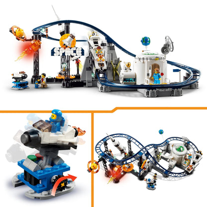 LEGO Creator 3-in-1 Space Roller Coaster, build a toy fairground with working cars & Technic Mack LR Electric Garbage Truck, a garbage truck model for recycling role play.
