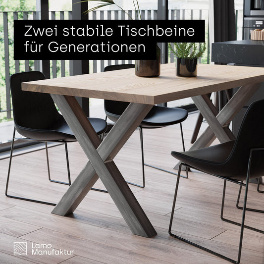 LAMO Manufacturer Table Legs for Dining Table | Desk, Light Mark | Square profile 60x60 mm, Table frame 60x72 cm (WxH), Raw steel with clear lacquer | 2 pieces, LTS-03-G-CC-0000