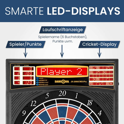 Electronic Dartboard Dartona JX2000 Tournament Pro - | Electronic dartboard | Tournament board with 41 games and over 200 variations | Highly rated on Vergleich.org