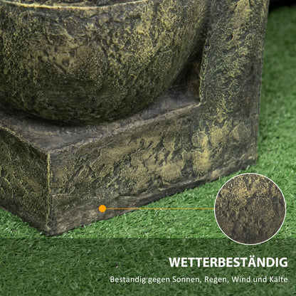 Outsunny resin outdoor fountain with adjustable flow decoration basin 4-tier ornamental fountain for garden patio lawn 25cm x 24cm x 60cm black