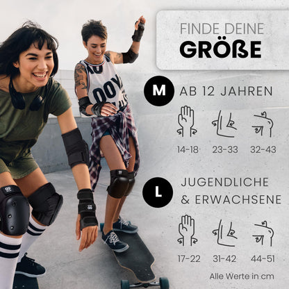99FLIPS Adult Inline Skating Guards with GS [6 piece set] DIVE - M in Black - Women's Inline Skating Guards Adult - Knee Guards for Children 12 years old protectors Skateboard