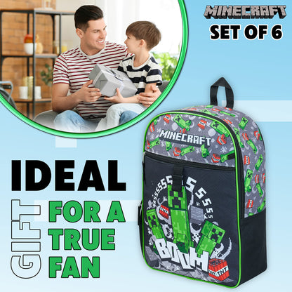 Minecraft backpack kids school bag set with lunch bag and pencil case, multicolored, one size, school bag set