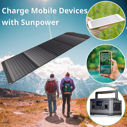 Bresser Solar Charger 120W with 1x DC and 3x USB-A ports including USB-A socket with QC3.0 for fast charging. Solar panel as a charger for smartphones, power stations etc.