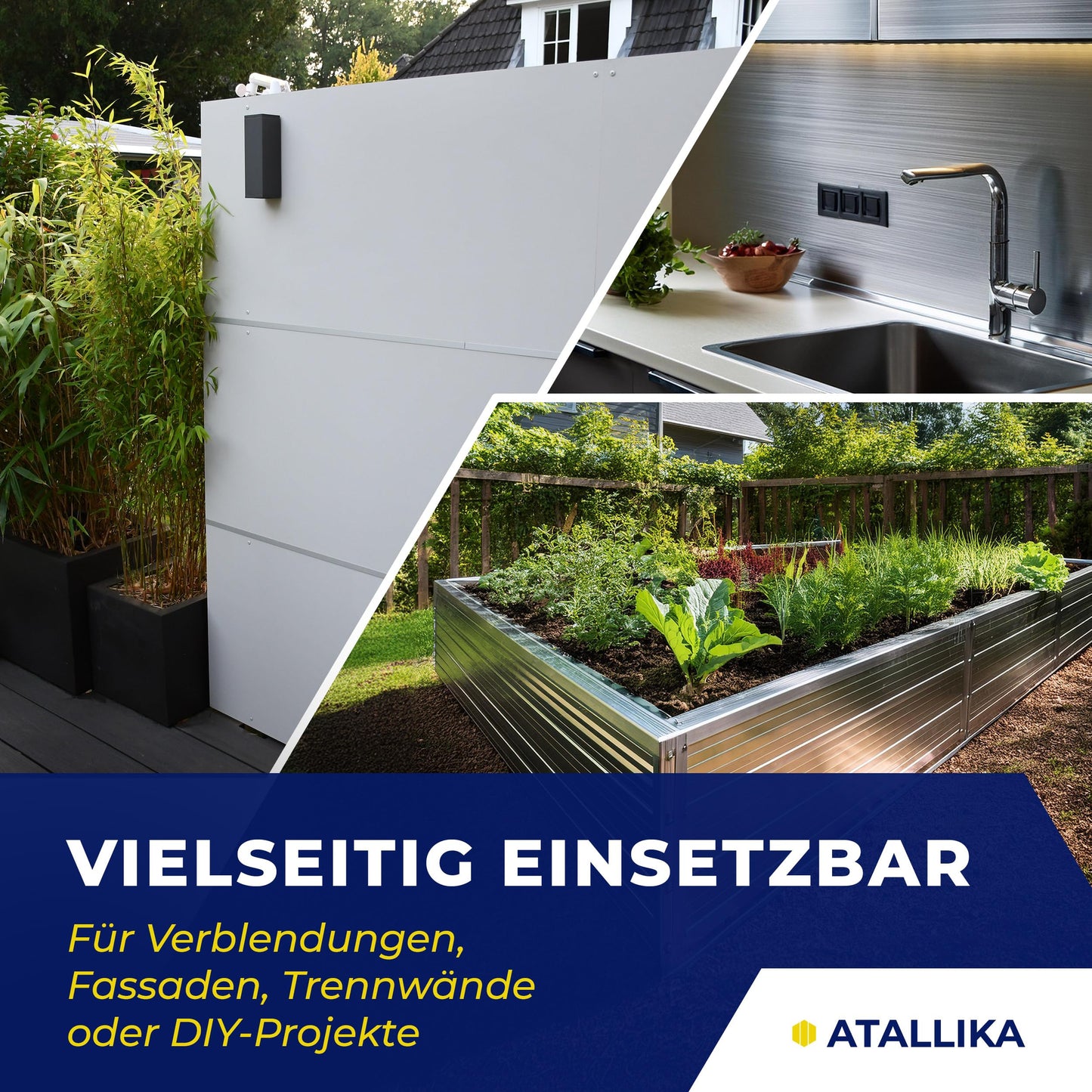 ATALLIKA aluminum plate coated [Moss Green, 1000x1000 mm] - 2mm thick aluminum sheet with one-sided powder coating [weatherproof, outdoor & indoor] - precise sheet metal cut from Germany.