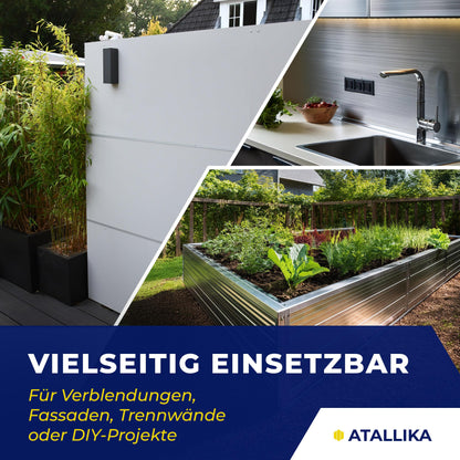 ATALLIKA aluminum plate coated [Moss Green, 1000x1000 mm] - 2mm thick aluminum sheet with one-sided powder coating [weatherproof, outdoor & indoor] - precise sheet metal cut from Germany.