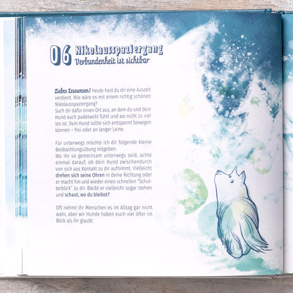 Schnauzbert's Winter Journey - Advent calendar for dog owners - experience box with book, organic essential oil, game board and more accessories, for mindfulness, relaxation and positive dog training.