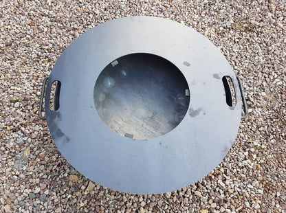 Czaja® fire plate 85 cm with grill grate | grill ring | grill plate | plancha - 5mm thick - universal size ideal for fire bowl, steel barrel, oil drum, fire barrel, steel drum kettle grills