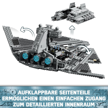 LEGO Star Wars 75394 Imperial Star Destroyer - spaceship toy with detailed interior and 7 minifigures - birthday gift for boys aged 10 and up and adult fans