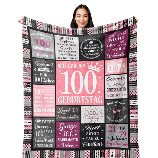 Yesbird 100th birthday women, 100th birthday decor, 100th birthday women, gifts for 100th birthday woman, gift 100th birthday woman blanket 200x150CM