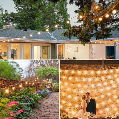 GLUROO Outdoor String Lights 45.7M, Waterproof Outdoor String Lights with 75+2PCS G40 Plastic Bulbs, LED String Lights Shatterproof for Garden, Porch, Christmas Party, Decor