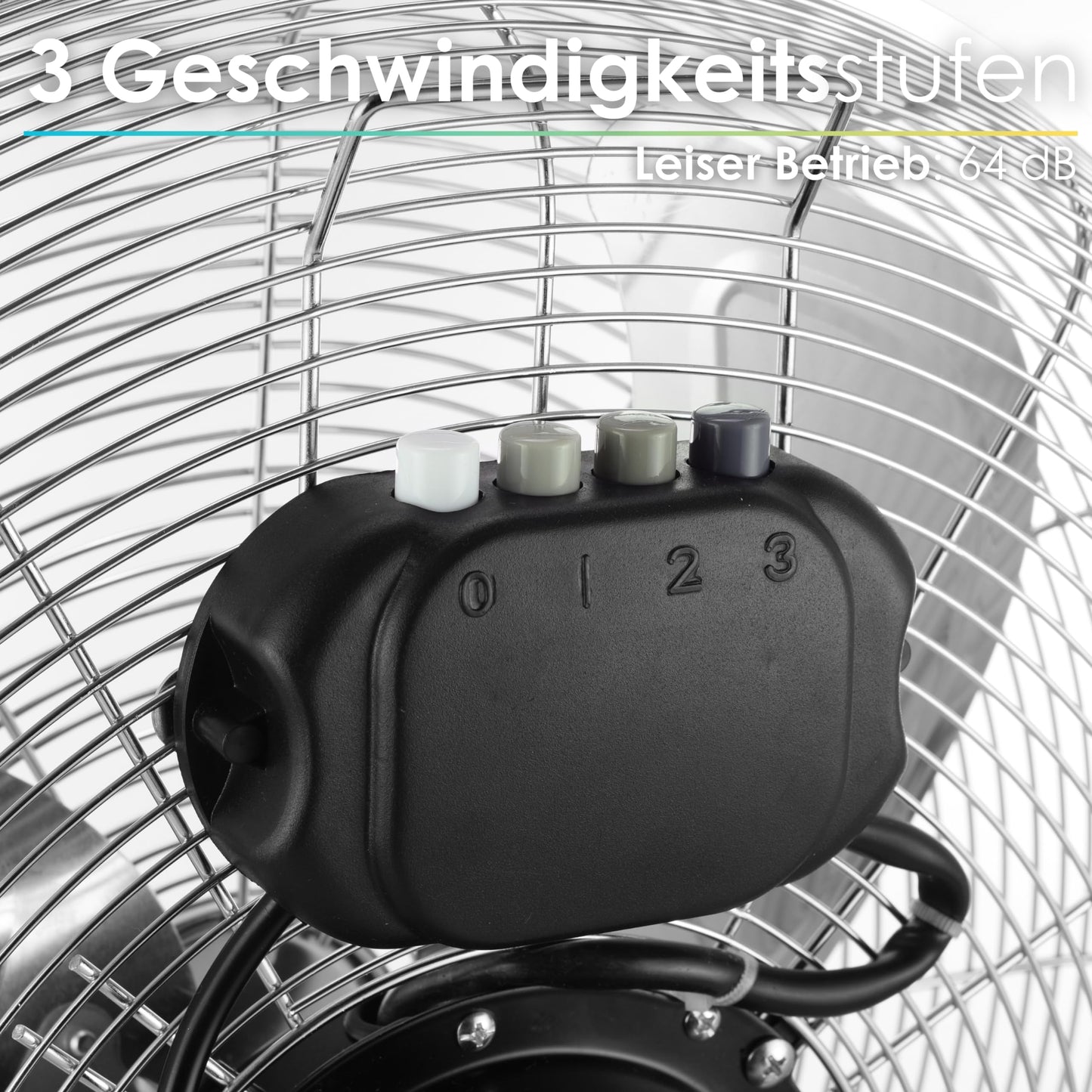 Echo's floor fan | Ø46 cm | 102 m³/min air flow | 1,250 rpm | 3 speed levels | Power wind machine | Air cooler | Standing fan | Room cooler | Fan (full metal)