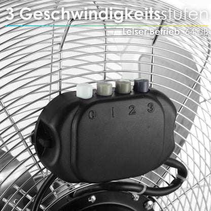 Echo's floor fan | Ø46 cm | 102 m³/min air flow | 1,250 rpm | 3 speed levels | Power wind machine | Air cooler | Standing fan | Room cooler | Fan (full metal)
