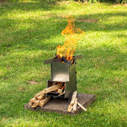 BBQ-Toro Rocket Stove #5 | Rocket Stove plug-in system made of solid 2mm thick steel | Outdoor oven for grilling on patio, garden, camping for Dutch ovens, grill pans | Camping stove