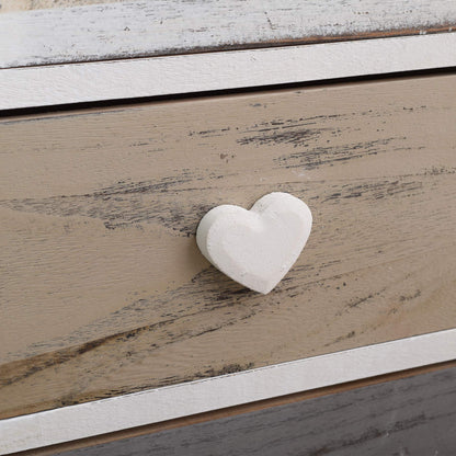 Rebecca Mobili wooden dresser, nightstand in shabby style, 3 drawers, suitable for bedroom or bathroom, wood, white and grey - dimensions: 57.5 x 37 x 27 cm (HxLxW) - item RE4161.