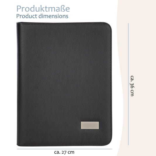 ONVAYA® conference folder A4 | black | document folder | business folder | writing pad with notepad | durable faux leather | document holder