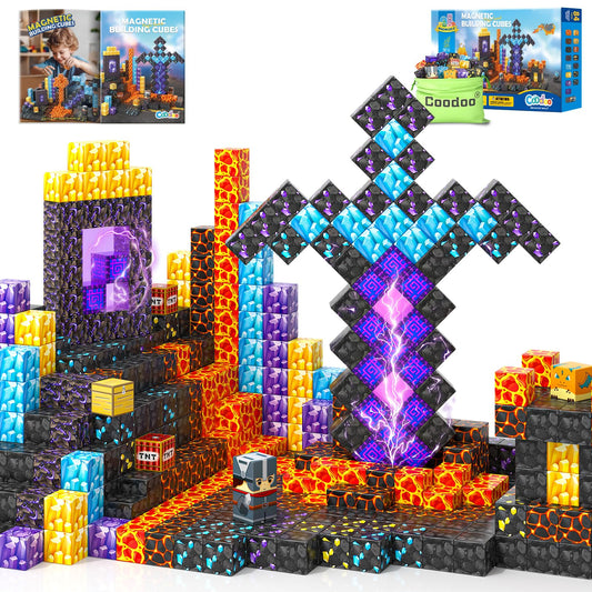 Magnetic Building Blocks - Build My Magnetic World Magic Sword Portal Set, Building Toy Magnetic Tiles for Kids 3+, Educational Toy Kids Games Gifts for Boys & Girls 3-5 5-7