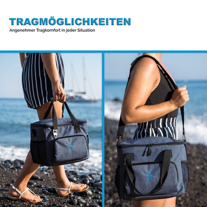 Obic's small 20l cooler bag with cool pack, foldable lunch box - thermal insulated picnic bag in blue for beach, work, car & lunch - insulated food bag for on the go.