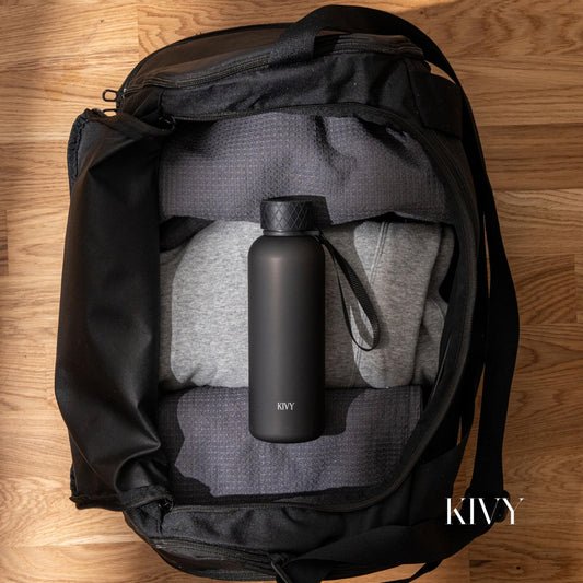 KIVY Water Bottle 650ml [BPA FREE] Leakproof & Dishwasher Safe - Water Bottle for Kids & Adults - Small Water Bottle - Black Water Bottle - Tritan Bottle suitable for carbonation