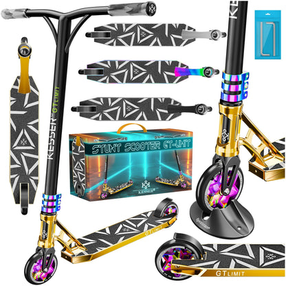 KESSER® Stunt Scooter GT-Limit 360° Steering Freestyle Scooter Trick Scooter with Stand ABEC 9 Bearings, 110 mm PU Wheels, Kick Scooter Push Scooter City Roller Trick Scooter for Kids Adults